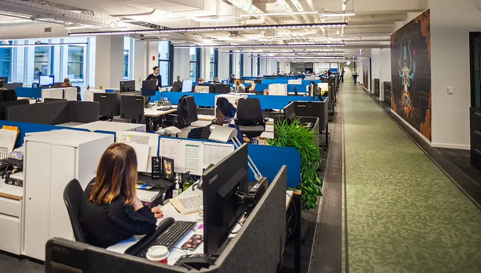 OPO image of office overlooking cubicles